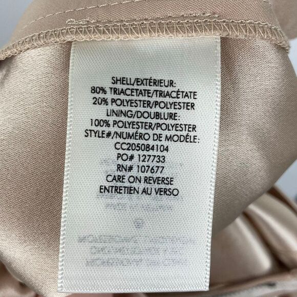 Alice + Olivia NWT Jessie Satin Slim Tapered Leg Pants in Sand Champagne Glam, 4 - Picture 12 of 13